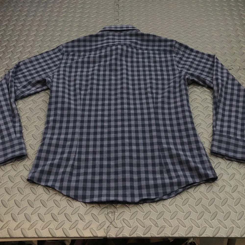 MIZZEN+MAIN  Men's City Flannel‎ Shirt Gingham Check Blue Button Down Classic
